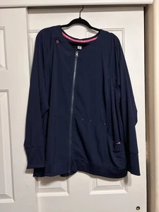 Koi Lite Clarity Navy Full Zip Jacket Womens 2XL Scrub Top Long Sleeve - Picture 1 of 6