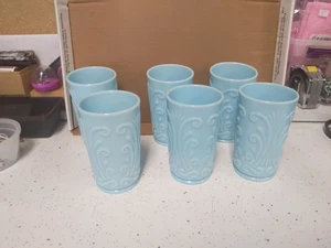 LOTE DE COLECCIÓN SET 6 Cáliz de Vidrio Leche Azul Imperial Raro 5". VF - Imagen 1 de 12