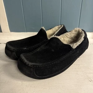 UGG Ascot Black Suede Leather Sheepskin Slipper in China Tea US Mens Size 9 - Picture 1 of 9