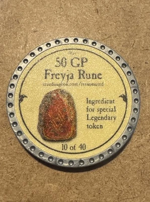 True Dungeon - 50 GP Freyja Rune - # 10 Of 40 Ingredient for a Legendary Token! - Image 1 of 4