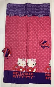 Hello Kitty Window Curtains 2 Panels with Tie Backs Pink Purple Kids Room 40x64 - Picture 1 of 16