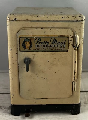 复古 1957 年 Louis Marx Co Of NY 玩具 漂亮的女仆冰箱 — 第 1/4 张图片