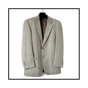 Jos. A. Bank 100% Silk Blazer Sport Coat Tweed Gray Tan Neutral Mens 42R Slub - Picture 1 of 10