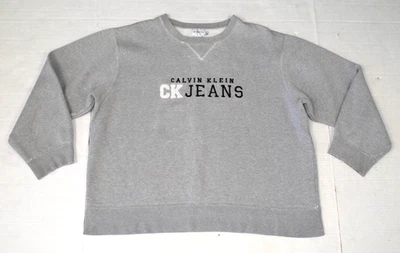 Sudadera Vintage Calvin Klein Jeans Talla M Años 90 Gris Parche V Logo Bordado Foto 1 de 4
