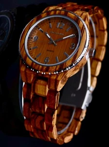 Excellanc Holz Unisex Armband Uhr Frauen Männer Uhr Braun Silber Farben Holzuhr - Bild 1 von 3
