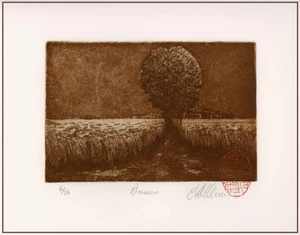 French Landscape TRIBUTE TO HENRI CARTIER-BRESSON. Original ETCHING signed. - Picture 1 of 1