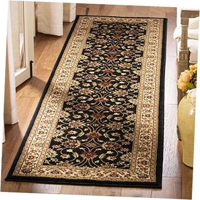  Alfombra de corredor Lyndhurst Collection - 2'3" x 8', negra y marfil, tradicional  Foto 1 de 4