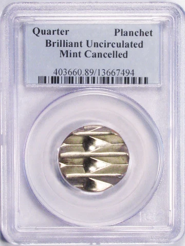 QUARTER 25c BLANK MINT CANCELED ERROR COIN IN A PCGS HOLDER Cover