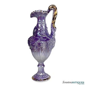 Vintage Victorian Majolica Amethyst Porcelain Grape Motif Ewer Pitcher - Picture 1 of 10