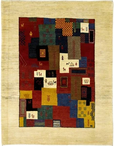 Alfombra oriental persa Gabbeh Loribaft 194x149 alfombra anudada a mano - Imagen 1 de 10