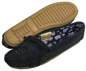 Ciabatta's Women's (All Sizes) Native Style Beaded Suede Leather Moccasin (Navy) - Picture 1 of 2