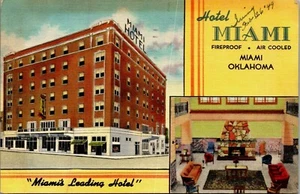 Postal anual de 10 días Fishathon Hotel Miami Oklahoma 1949 pesca - Imagen 1 de 2