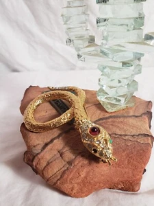 Broche de Colección Pauline Rader Tono Dorado Serpiente Pin Piedra Roja Ojos Verdes ***LEER*** - Imagen 1 de 11