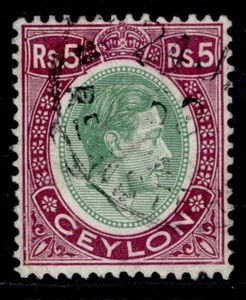 CEYLON GVI SG397, 5r green & purple, FINE USED. Cat £23. CHALKY - Picture 1 of 1