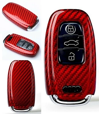 Funda llave aspecto carbono rojo para Audi A45678 S45678 RS567 SQ7 SQ5 Q5 Q7 - Imagen 1 de 4