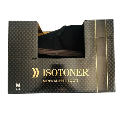 [全新] 男式拖鞋靴 Isotoner 品牌中号 (8-9) - 黑色 — 第 1/4 张图片