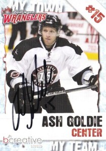 ASH GOLDIE, BRAEHEAD CLAN/LAS VEGAS WRANGLERS, RARE AUTO'D 2011/12 ECHL CARD.