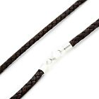 MENS LEATHER NECKLACEm BRAIDED LEATHER-925 STERLING SILVER ENDS & CLASP