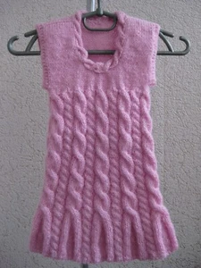 Crochet dress tunic sleeveless wool warm hand knit 9-12 months - Picture 1 of 3
