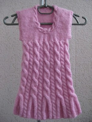 Crochet dress tunic sleeveless wool warm hand knit 9-12 months - Image 1 of 3