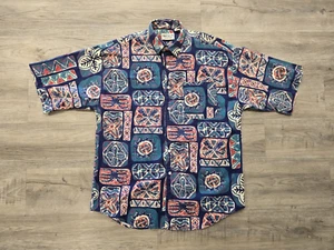 Vintage Impact Shirt Mens Large Colorful Geometric Short Sleeve Button Up Cotton - Picture 1 of 15