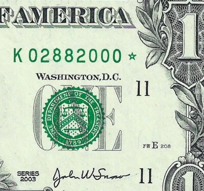 2003 STAR NOTE $1 Dollar GEM = BIRTHYEAR = ****1954* - ****2000* == YOUR PICK - Image 1 of 4