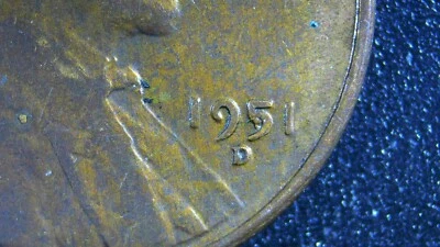1951-D Lincoln Wheat Penny Die Chip error - Image 1 of 3