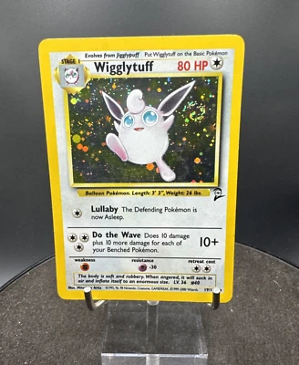 Pokemon TCG Wigglytuff 19/130  Base Set 2  Holo Rare Vintage WOTC SWIRL - Image 1 of 4