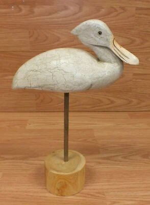 Unbranded Hand Painted Yard Ornament / Decoy White Bird With Stand - Image 1 of 4