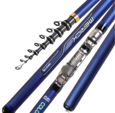 Carbon Fiber Spinning Fishing Rods 3.6M 4.5M 5.4M 6.3M Rods Telescopic Rock Pole - Image 1 of 4