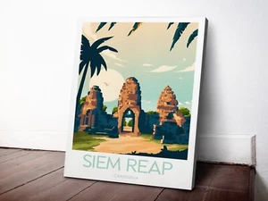 Cambodia, Siem Reap Traditional 40x50cm Stretched Travel Canvas Wall Art Print - Picture 1 of 3