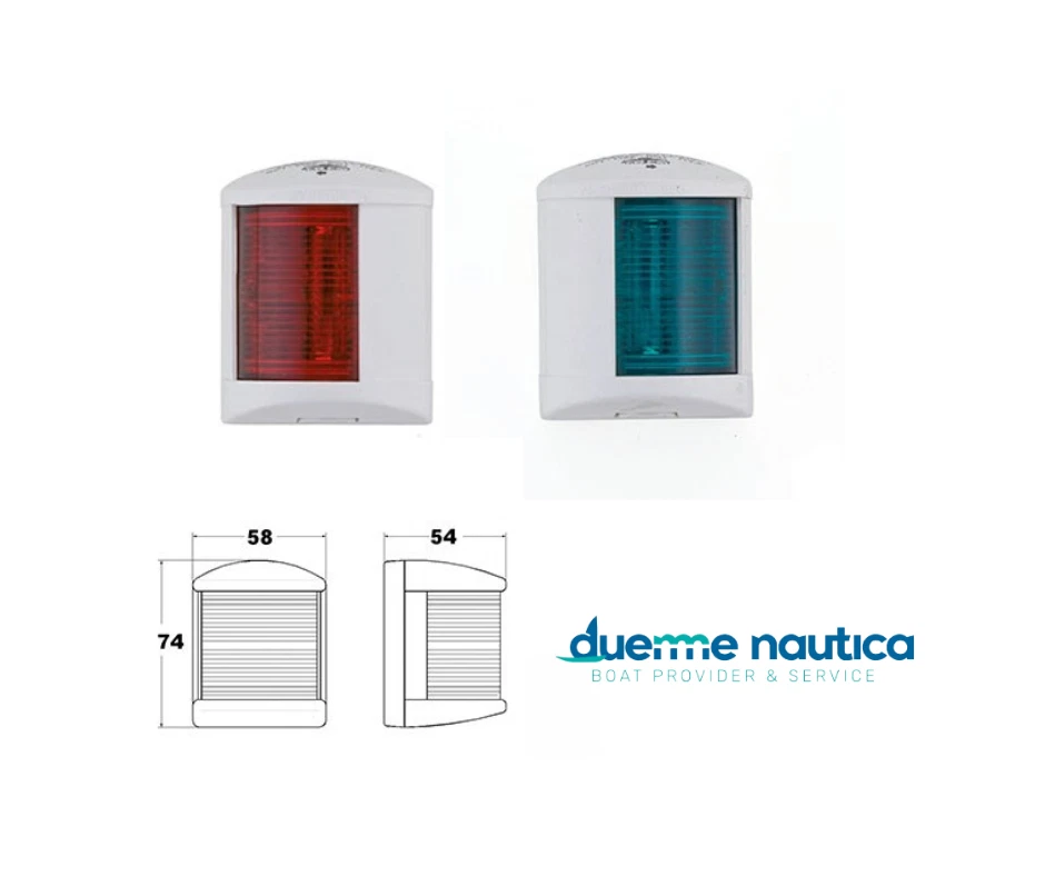 COPPIA FANALI DI NAVIGAZIONE LUCI DI VIA VERDE ROSSO CORPO BIANCO barca Gommone - Immagine 1 di 1