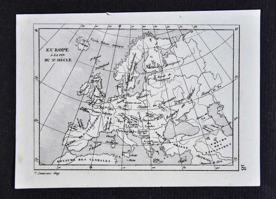 Mapa Levasseur 1835 invasión bárbara a finales del siglo V Europa godos vándalos Foto 1 de 1