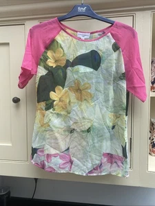 Almost famous London Painted Floral Chiffon T Shirt Pink Size 8 - Picture 1 of 7