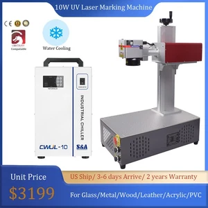 10W 355nm UV Laser Marking Engraver Machine Chiller For Glass Wood Metal PVC US - Picture 1 of 22