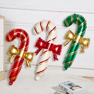 2pcs Christmas Candy Cane Foil Balloons with Bow – decoration Holiday ornament - image 1 of 2