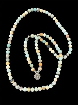 Collar Colgante Piedra Amazonita Natural 108 Cuentas Mala Dije Loto Foto 1 de 3