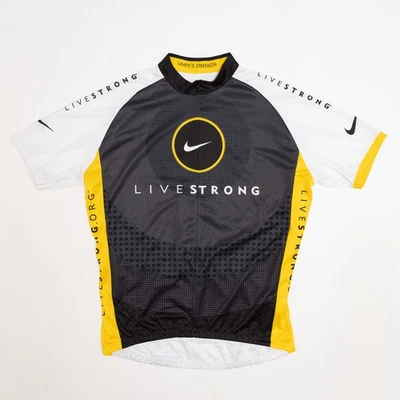 Camiseta deportiva de ciclismo vintage Nike Lance Armstrong Live Strong para hombre 2XL 3/4 cremallera XXL Foto 1 de 4