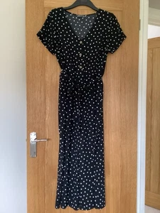 Matalan Papaya Ladies Black & White Spot Culottes Jumpsuit Size 16 - Picture 1 of 6