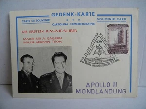 1969 GEDENK KARTE APOLLO 2 II Juri A GAGARIN + German TITOW 3950 GMÜND Raumfahrt - Bild 1 von 3