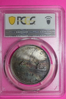 1937 AU 55 Canada Silver Dollar PCGS Graded Certified Authentic Coin Slab 1217 - Image 1 of 3