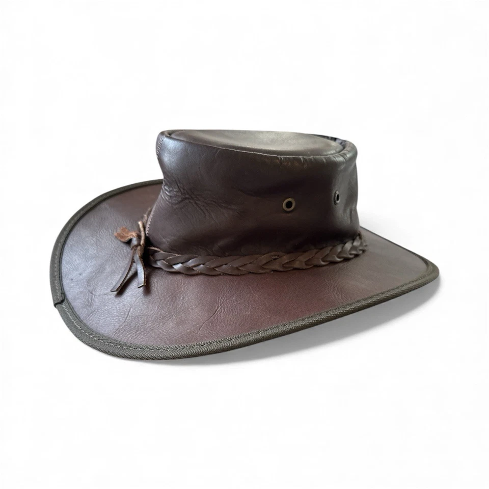 Sombrero refrigerador blando plegable Barmah Australia talla L #1026 cuero gamuza marrón Foto 1 de 4