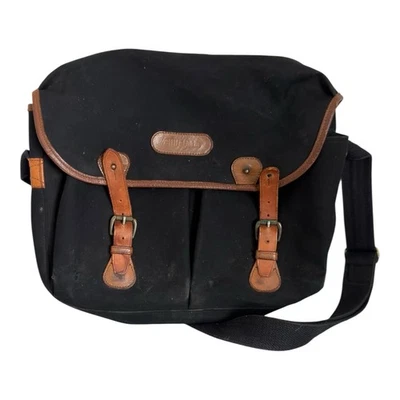 Billingham Black Shoulder Side Bag Canvas Leather Used Rough Shape - Image 1 of 4