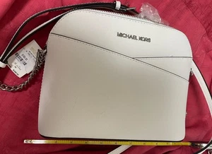 New Michael Kors Jet Set Travel Medium Dome Crossbody Optic White NIB - Picture 1 of 8