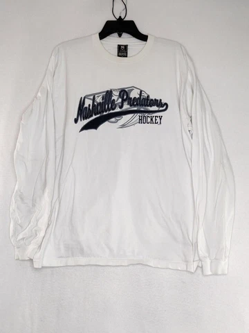 Gear Nashville Predators Mens Size XL White (Stains) Long Sleeve Graphic T Shirt Cover