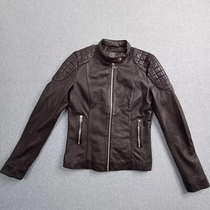Goosecraft Jacket Women Small Black Sheeps Leather Biker Soft Feel Streetwear - Picture 1 of 17