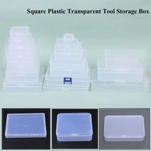 Transparent Storage Box Square Small Items Case Power Tools Holder - Picture 1 of 22
