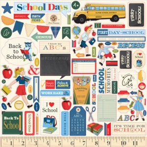 (1) 12x12 Sheet of Carta Bella Paper SCHOOL DAYS Scrapbook Element Stickers - Picture 1 of 1
