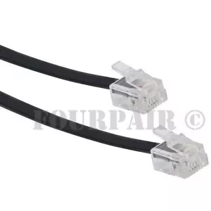 Cavo cavo linea telefono 10 piedi 6P4C RJ11 DSL modem fax telefono a parete nero - Foto 1 di 1