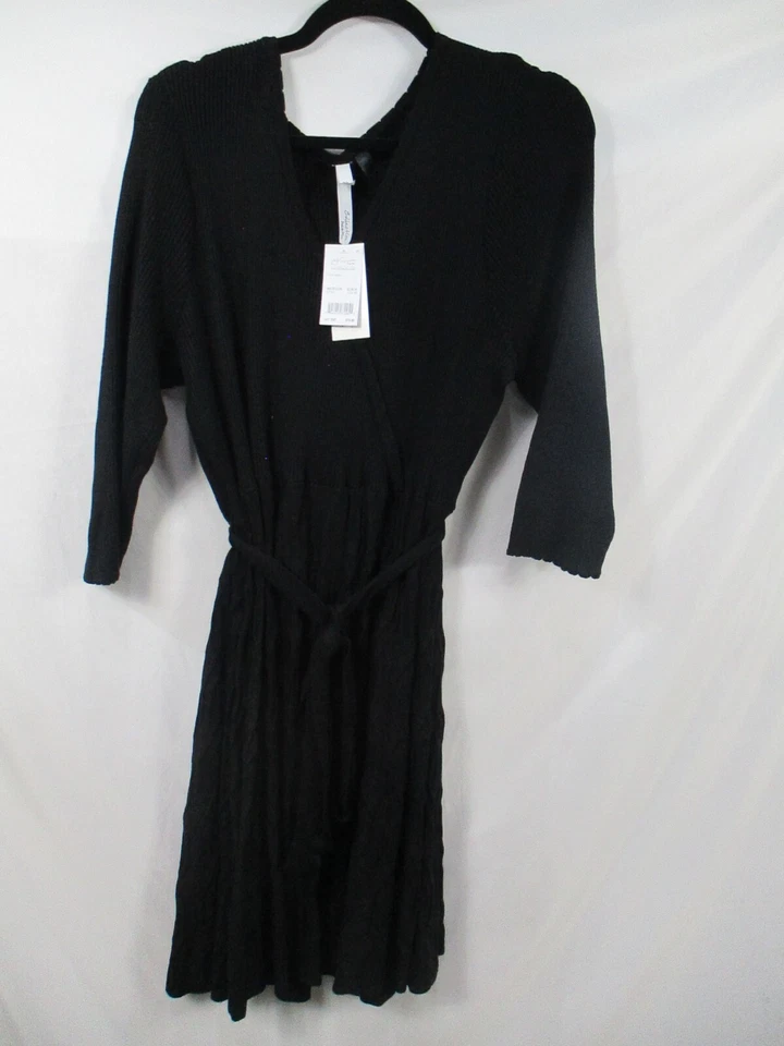 NY Collection Womens Dress 2XP Petite Black Long Sleeve Sweater Tie Rayon Blend - Image 1 of 4
